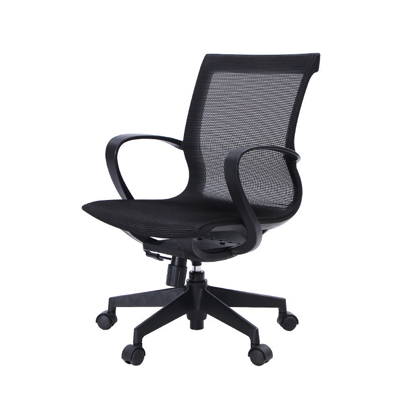 Mid-back Swivel/Tilt Chair Black Bureau Chair Fixed Arms Desk Chair