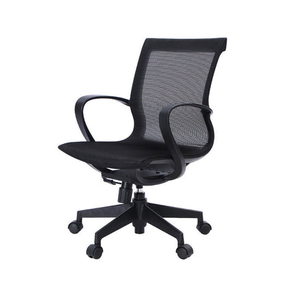 Mid-back Swivel/Tilt Chair Black Bureau Chair Fixed Arms Desk Chair