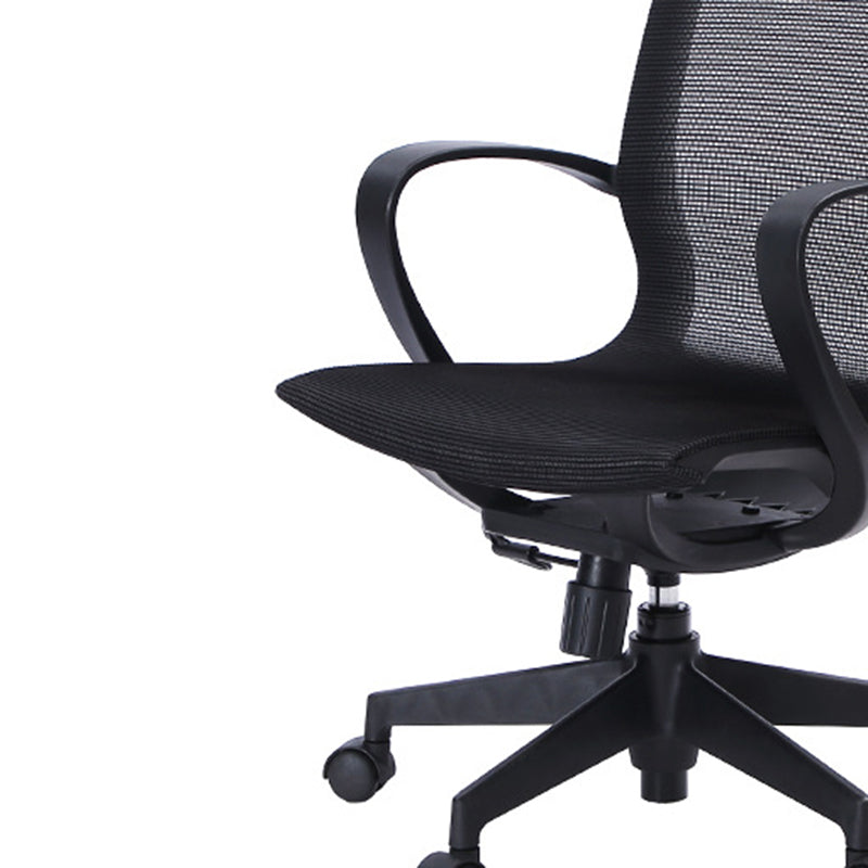Mid-back Swivel/Tilt Chair Black Bureau Chair Fixed Arms Desk Chair