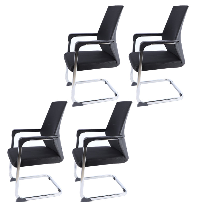 No Wheels Mid-back Office Chair Ergonomic Computer Task Mesh Desk Chair Black 4 Piece Set Clearhalo 'furn' 'furn_office_chair' 'Furniture' 'Office Chairs' 'Office Furniture' 'office_chair' 5723927
