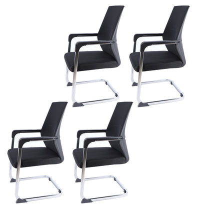No Wheels Mid-back Office Chair Ergonomic Computer Task Mesh Desk Chair Black 4 Piece Set Clearhalo 'furn' 'furn_office_chair' 'Furniture' 'Office Chairs' 'Office Furniture' 'office_chair' 5723927