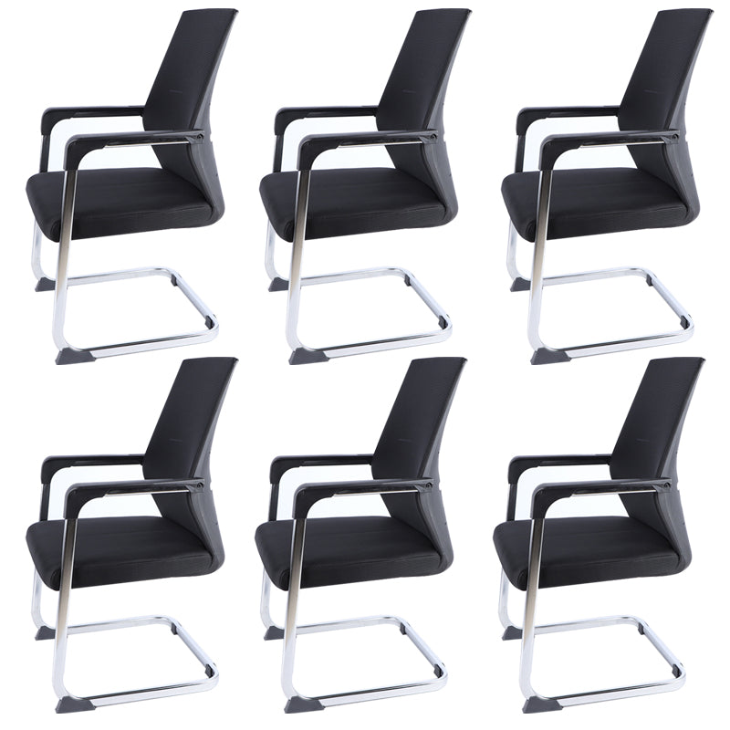 No Wheels Mid-back Office Chair Ergonomic Computer Task Mesh Desk Chair Black 6 Piece Set Clearhalo 'furn' 'furn_office_chair' 'Furniture' 'Office Chairs' 'Office Furniture' 'office_chair' 5723929