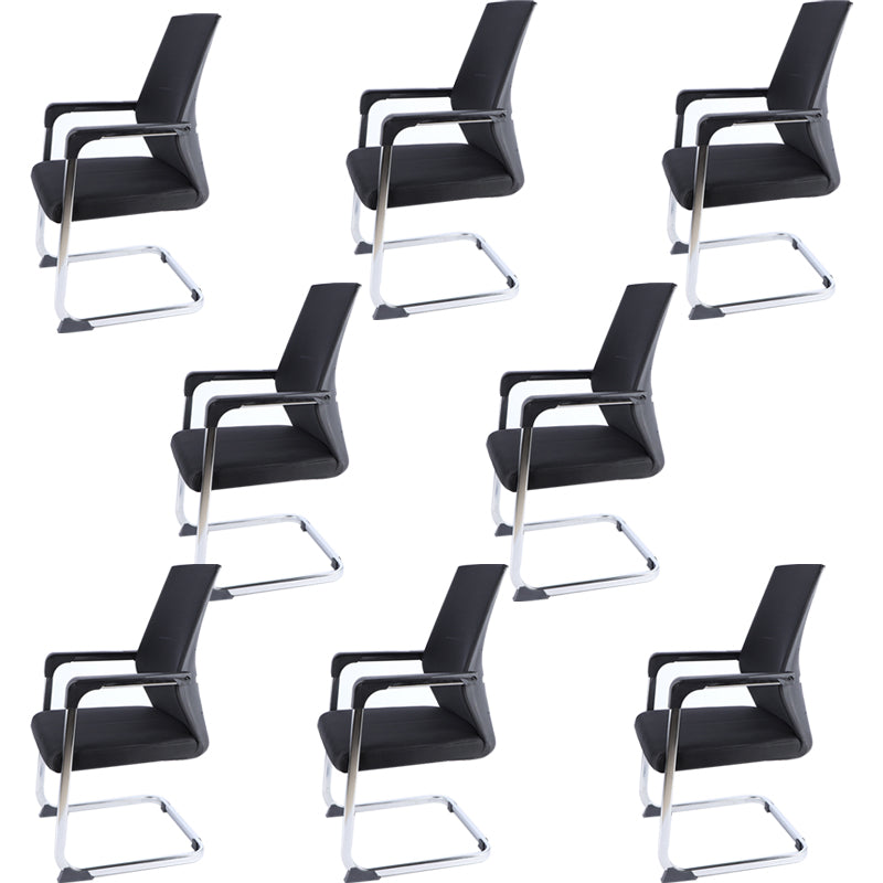 No Wheels Mid-back Office Chair Ergonomic Computer Task Mesh Desk Chair Black 8 Piece Set Clearhalo 'furn' 'furn_office_chair' 'Furniture' 'Office Chairs' 'Office Furniture' 'office_chair' 5723931