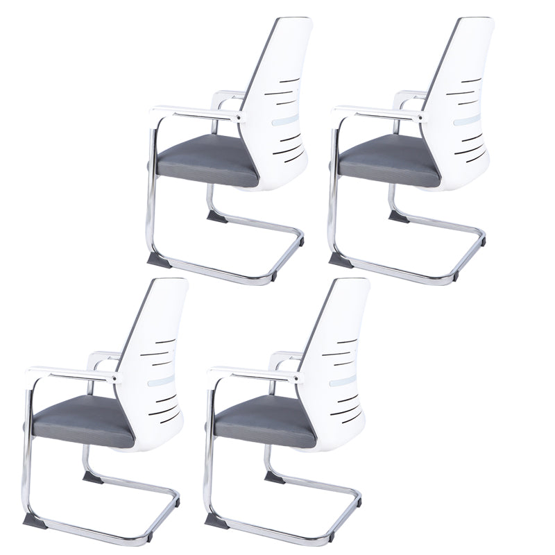 No Wheels Mid-back Office Chair Ergonomic Computer Task Mesh Desk Chair White 4 Piece Set Clearhalo 'furn' 'furn_office_chair' 'Furniture' 'Office Chairs' 'Office Furniture' 'office_chair' 5723935