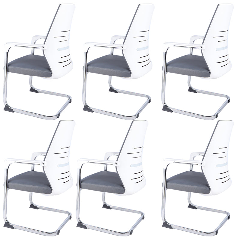No Wheels Mid-back Office Chair Ergonomic Computer Task Mesh Desk Chair White 6 Piece Set Clearhalo 'furn' 'furn_office_chair' 'Furniture' 'Office Chairs' 'Office Furniture' 'office_chair' 5723937