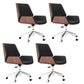 Contemporary Faux Leather Task Chair Mid-Back Black Office Chair with Arms