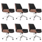Contemporary Faux Leather Task Chair Mid-Back Black Office Chair with Arms