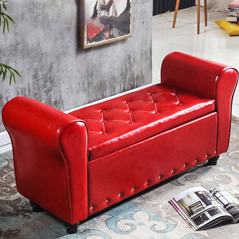 15.7" Wide Mid-Century Modern Entryway and Bedroom Bench Cushioned Bench Red Clearhalo 'Benches' 'Chairs & Seating' 'furn' 'furn_benches' 'Furniture' 'Living Room Furniture' 5724032