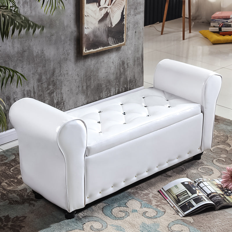 15.7" Wide Mid-Century Modern Entryway and Bedroom Bench Cushioned Bench White Clearhalo 'Benches' 'Chairs & Seating' 'furn' 'furn_benches' 'Furniture' 'Living Room Furniture' 5724033
