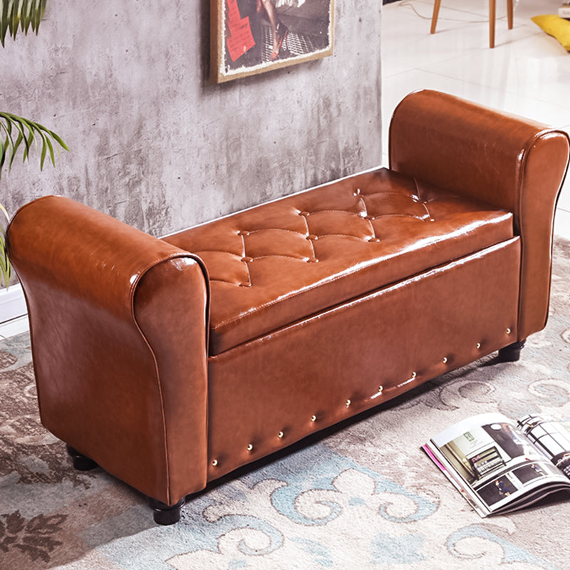 15.7" Wide Mid-Century Modern Entryway and Bedroom Bench Cushioned Bench Brown Clearhalo 'Benches' 'Chairs & Seating' 'furn' 'furn_benches' 'Furniture' 'Living Room Furniture' 5724034