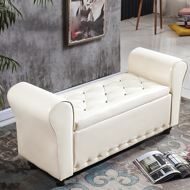 15.7" Wide Mid-Century Modern Entryway and Bedroom Bench Cushioned Bench Off-White Clearhalo 'Benches' 'Chairs & Seating' 'furn' 'furn_benches' 'Furniture' 'Living Room Furniture' 5724035