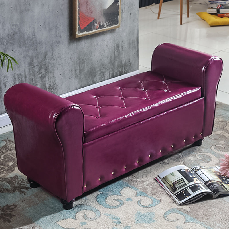 15.7" Wide Mid-Century Modern Entryway and Bedroom Bench Cushioned Bench Purple Clearhalo 'Benches' 'Chairs & Seating' 'furn' 'furn_benches' 'Furniture' 'Living Room Furniture' 5724038