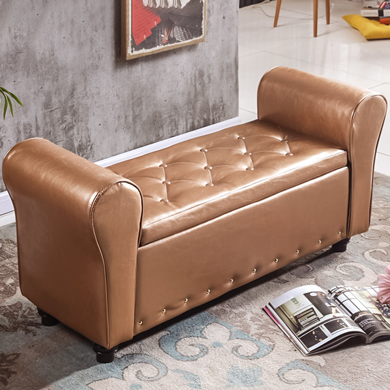 15.7" Wide Mid-Century Modern Entryway and Bedroom Bench Cushioned Bench Gold Clearhalo 'Benches' 'Chairs & Seating' 'furn' 'furn_benches' 'Furniture' 'Living Room Furniture' 5724040