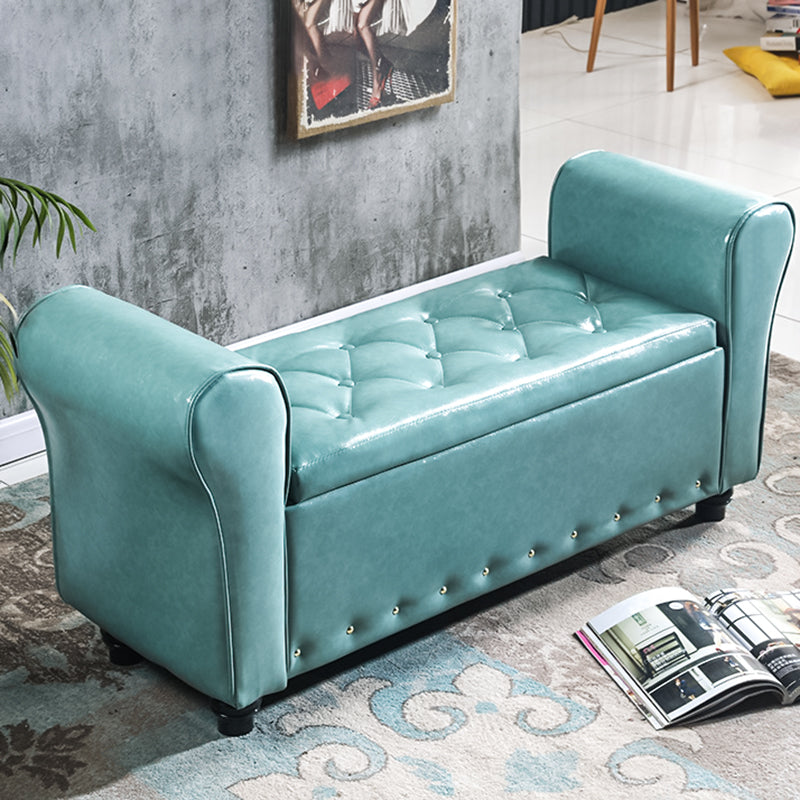 15.7" Wide Mid-Century Modern Entryway and Bedroom Bench Cushioned Bench Turquoise Clearhalo 'Benches' 'Chairs & Seating' 'furn' 'furn_benches' 'Furniture' 'Living Room Furniture' 5724048