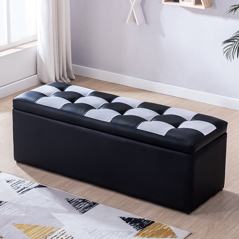 15.7" W Cushioned Seating Bench Modern Upholstered Entryway Bench Black White Clearhalo 'Benches' 'Chairs & Seating' 'furn' 'furn_benches' 'Furniture' 'Living Room Furniture' 5724091