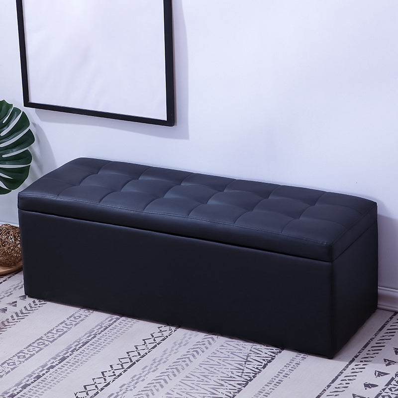 15.7" W Cushioned Seating Bench Modern Upholstered Entryway Bench Black Clearhalo 'Benches' 'Chairs & Seating' 'furn' 'furn_benches' 'Furniture' 'Living Room Furniture' 5724092