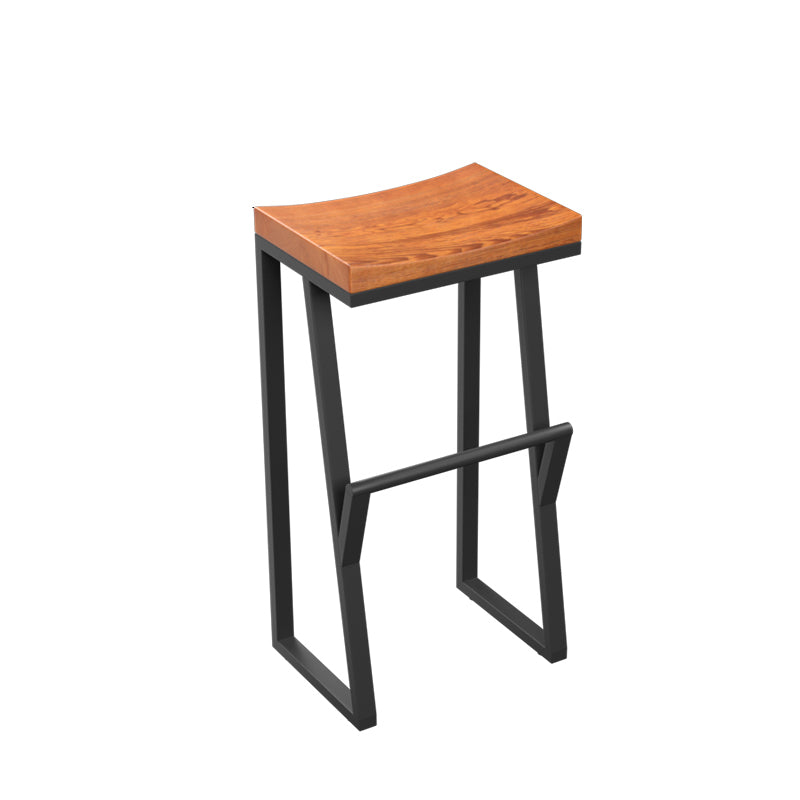 Industrial Backless Footrest Bar Stool Medium Wood Bristol Iron Stool 1 Piece Bar Stool(30"H) Clearhalo 'Bar Furniture' 'Bar Stools' 'bar_stools' 'furn' 'furn_bar_stools' 'Furniture' 'Kitchen & Dining Furniture' 5724221