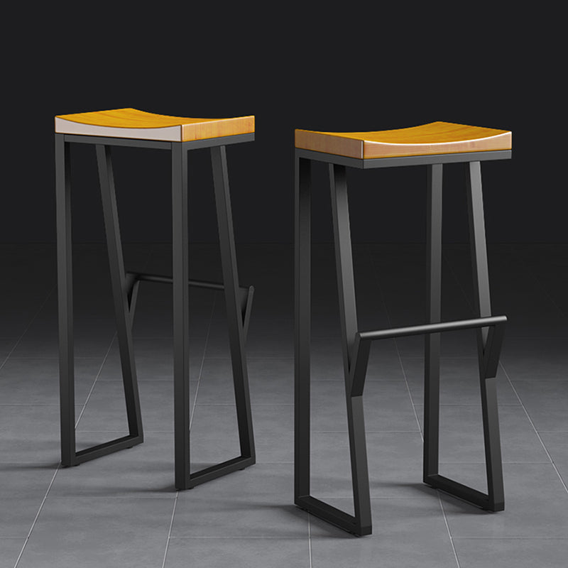 Industrial Backless Footrest Bar Stool Medium Wood Bristol Iron Stool Clearhalo 'Bar Furniture' 'Bar Stools' 'bar_stools' 'furn' 'furn_bar_stools' 'Furniture' 'Kitchen & Dining Furniture' 5724222