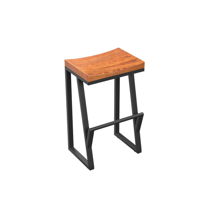 Industrial Backless Footrest Bar Stool Medium Wood Bristol Iron Stool 1 Piece Counter Stool (24"H) Clearhalo 'Bar Furniture' 'Bar Stools' 'bar_stools' 'furn' 'furn_bar_stools' 'Furniture' 'Kitchen & Dining Furniture' 5724223