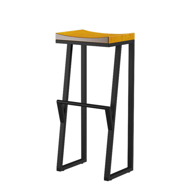Industrial Backless Footrest Bar Stool Medium Wood Bristol Iron Stool Clearhalo 'Bar Furniture' 'Bar Stools' 'bar_stools' 'furn' 'furn_bar_stools' 'Furniture' 'Kitchen & Dining Furniture' 5724227