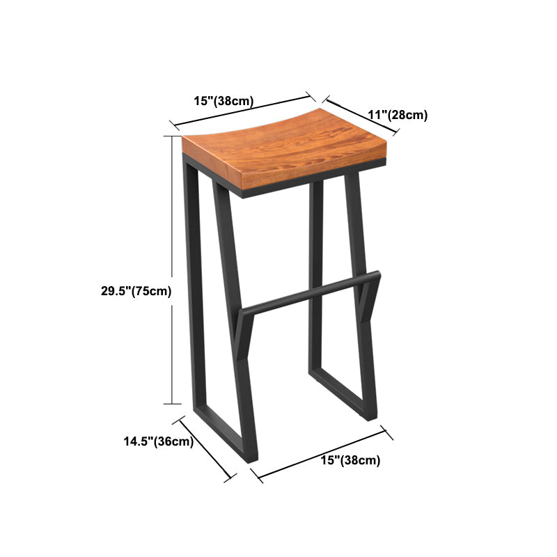 Industrial Backless Footrest Bar Stool Medium Wood Bristol Iron Stool Clearhalo 'Bar Furniture' 'Bar Stools' 'bar_stools' 'furn' 'furn_bar_stools' 'Furniture' 'Kitchen & Dining Furniture' 5724233