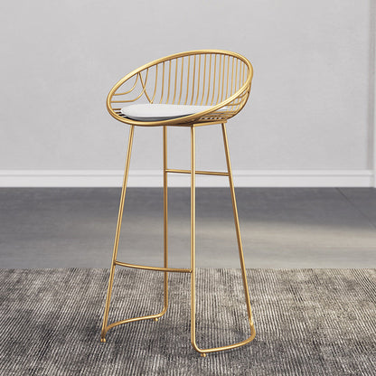 Sgabelli da bar imbottiti scandinavi per sgabelli per secchio con base di metallo