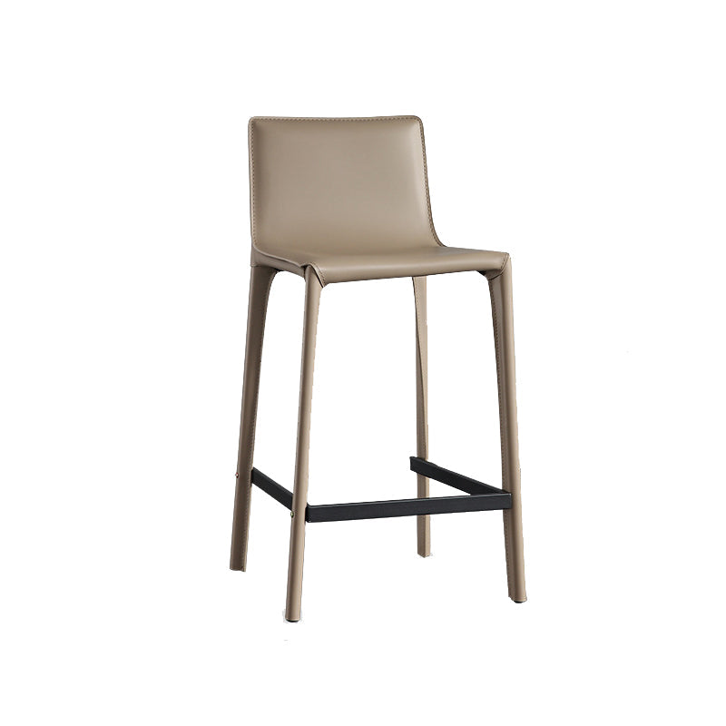 Modern Style Low Back Bar-stool Pu Leather Counter Bar Stool with Metal Legs Khaki 1 Piece Clearhalo 'Bar Furniture' 'Bar Stools' 'bar_stools' 'furn' 'furn_bar_stools' 'Furniture' 'Kitchen & Dining Furniture' 5724292