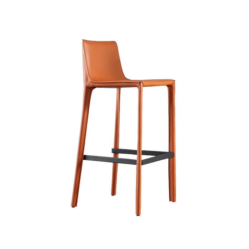 Modern Style Low Back Bar-stool Pu Leather Counter Bar Stool with Metal Legs Orange 1 Piece Clearhalo 'Bar Furniture' 'Bar Stools' 'bar_stools' 'furn' 'furn_bar_stools' 'Furniture' 'Kitchen & Dining Furniture' 5724293