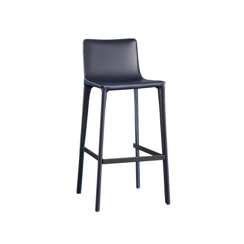 Modern Style Low Back Bar-stool Pu Leather Counter Bar Stool with Metal Legs Blue 1 Piece Clearhalo 'Bar Furniture' 'Bar Stools' 'bar_stools' 'furn' 'furn_bar_stools' 'Furniture' 'Kitchen & Dining Furniture' 5724295