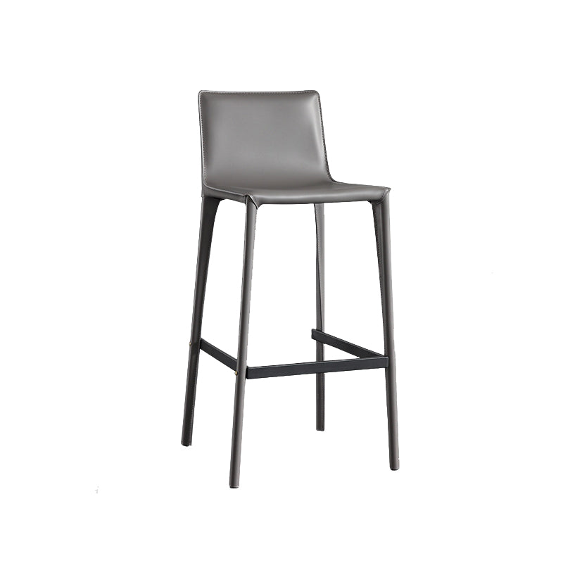 Modern Style Low Back Bar-stool Pu Leather Counter Bar Stool with Metal Legs Dark Gray 1 Piece Clearhalo 'Bar Furniture' 'Bar Stools' 'bar_stools' 'furn' 'furn_bar_stools' 'Furniture' 'Kitchen & Dining Furniture' 5724297