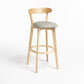 Modern Wood Barstool Fabric Cushion in Matte Finish for Indoor