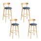 Modern Wood Barstool Fabric Cushion in Matte Finish for Indoor