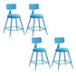 Nordic Armless Backrest Counter Stool Iron Bar Stool with Cushion and Pedal for Cafe Blue 4 Piece Set Short Stool(18"H) Clearhalo 'Bar Furniture' 'Bar Stools' 'bar_stools' 'furn' 'furn_bar_stools' 'Furniture' 'Kitchen & Dining Furniture' 5724413