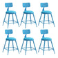 Nordic Armless Backrest Counter Stool Iron Bar Stool with Cushion and Pedal for Cafe Blue 6 Piece Set Short Stool(18"H) Clearhalo 'Bar Furniture' 'Bar Stools' 'bar_stools' 'furn' 'furn_bar_stools' 'Furniture' 'Kitchen & Dining Furniture' 5724415
