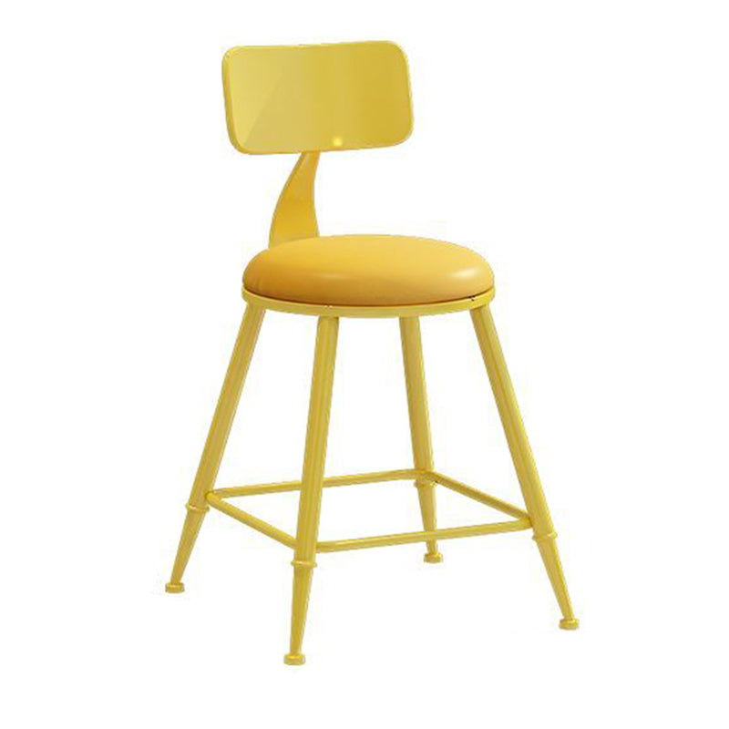 Nordic Armless Backrest Counter Stool Iron Bar Stool with Cushion and Pedal for Cafe Clearhalo 'Bar Furniture' 'Bar Stools' 'bar_stools' 'furn' 'furn_bar_stools' 'Furniture' 'Kitchen & Dining Furniture' 5724418