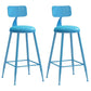 Nordic Armless Backrest Counter Stool Iron Bar Stool with Cushion and Pedal for Cafe Blue 2 Piece Set Counter Stool(26"H) Clearhalo 'Bar Furniture' 'Bar Stools' 'bar_stools' 'furn' 'furn_bar_stools' 'Furniture' 'Kitchen & Dining Furniture' 5724422