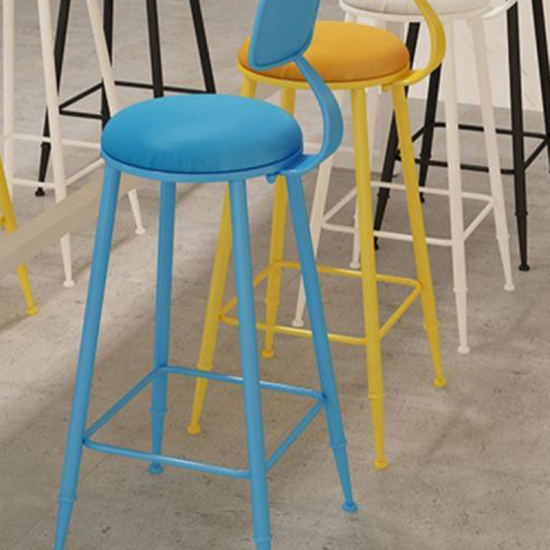 Nordic Armless Backrest Counter Stool Iron Bar Stool with Cushion and Pedal for Cafe Clearhalo 'Bar Furniture' 'Bar Stools' 'bar_stools' 'furn' 'furn_bar_stools' 'Furniture' 'Kitchen & Dining Furniture' 5724423