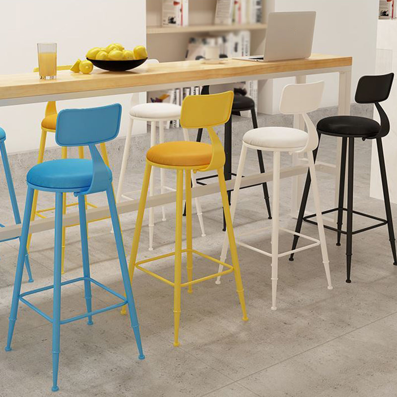 Nordic Armless Backrest Counter Stool Iron Bar Stool with Cushion and Pedal for Cafe Clearhalo 'Bar Furniture' 'Bar Stools' 'bar_stools' 'furn' 'furn_bar_stools' 'Furniture' 'Kitchen & Dining Furniture' 5724425