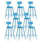 Nordic Armless Backrest Counter Stool Iron Bar Stool with Cushion and Pedal for Cafe Blue 8 Piece Set Counter Stool(26"H) Clearhalo 'Bar Furniture' 'Bar Stools' 'bar_stools' 'furn' 'furn_bar_stools' 'Furniture' 'Kitchen & Dining Furniture' 5724427