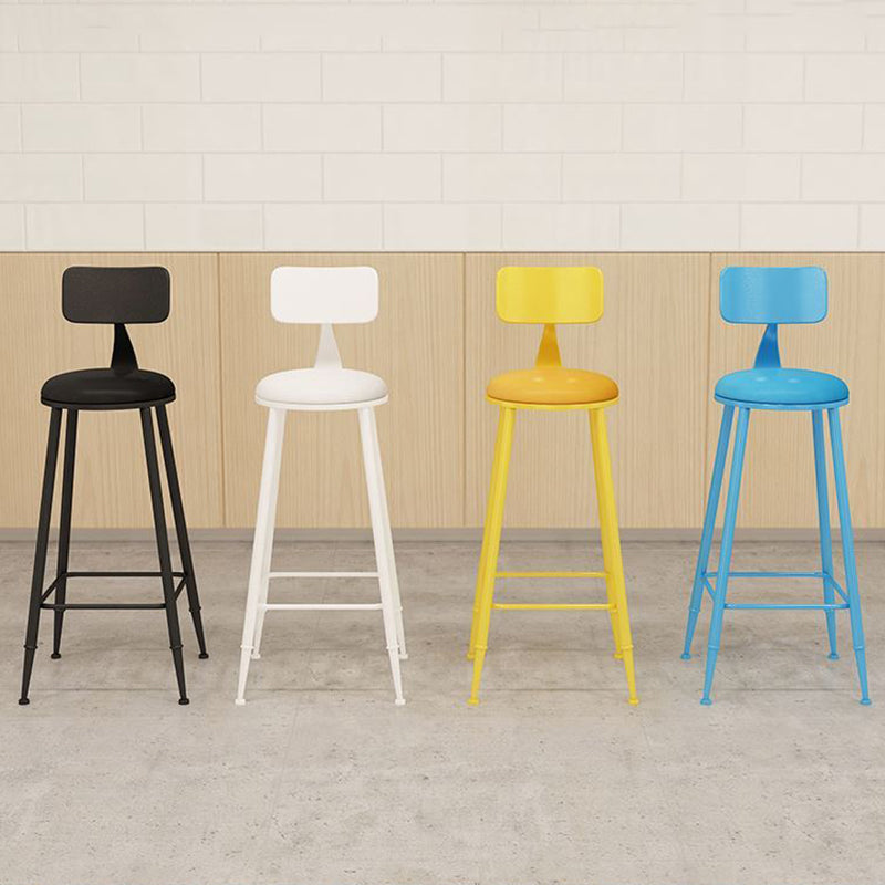 Nordic Armless Backrest Counter Stool Iron Bar Stool with Cushion and Pedal for Cafe Clearhalo 'Bar Furniture' 'Bar Stools' 'bar_stools' 'furn' 'furn_bar_stools' 'Furniture' 'Kitchen & Dining Furniture' 5724430