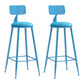 Nordic Armless Backrest Counter Stool Iron Bar Stool with Cushion and Pedal for Cafe Blue 2 Piece Set Bar Stool(30"H) Clearhalo 'Bar Furniture' 'Bar Stools' 'bar_stools' 'furn' 'furn_bar_stools' 'Furniture' 'Kitchen & Dining Furniture' 5724432