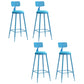 Nordic Armless Backrest Counter Stool Iron Bar Stool with Cushion and Pedal for Cafe Blue 4 Piece Set Bar Stool(30"H) Clearhalo 'Bar Furniture' 'Bar Stools' 'bar_stools' 'furn' 'furn_bar_stools' 'Furniture' 'Kitchen & Dining Furniture' 5724433