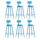 Nordic Armless Backrest Counter Stool Iron Bar Stool with Cushion and Pedal for Cafe Blue 6 Piece Set Bar Stool(30"H) Clearhalo 'Bar Furniture' 'Bar Stools' 'bar_stools' 'furn' 'furn_bar_stools' 'Furniture' 'Kitchen & Dining Furniture' 5724435