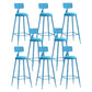 Nordic Armless Backrest Counter Stool Iron Bar Stool with Cushion and Pedal for Cafe Blue 8 Piece Set Bar Stool(30"H) Clearhalo 'Bar Furniture' 'Bar Stools' 'bar_stools' 'furn' 'furn_bar_stools' 'Furniture' 'Kitchen & Dining Furniture' 5724436