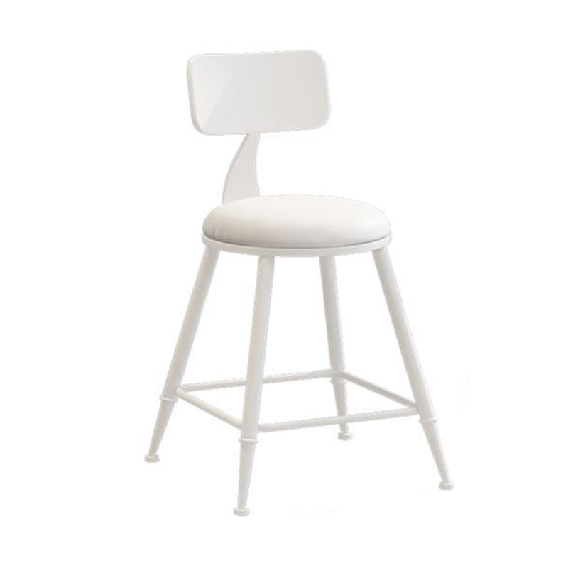 Nordic Armless Backrest Counter Stool Iron Bar Stool with Cushion and Pedal for Cafe White 1 Piece Short Stool(18"H) Clearhalo 'Bar Furniture' 'Bar Stools' 'bar_stools' 'furn' 'furn_bar_stools' 'Furniture' 'Kitchen & Dining Furniture' 5724437