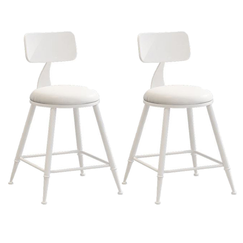 Nordic Armless Backrest Counter Stool Iron Bar Stool with Cushion and Pedal for Cafe White 2 Piece Set Short Stool(18"H) Clearhalo 'Bar Furniture' 'Bar Stools' 'bar_stools' 'furn' 'furn_bar_stools' 'Furniture' 'Kitchen & Dining Furniture' 5724438