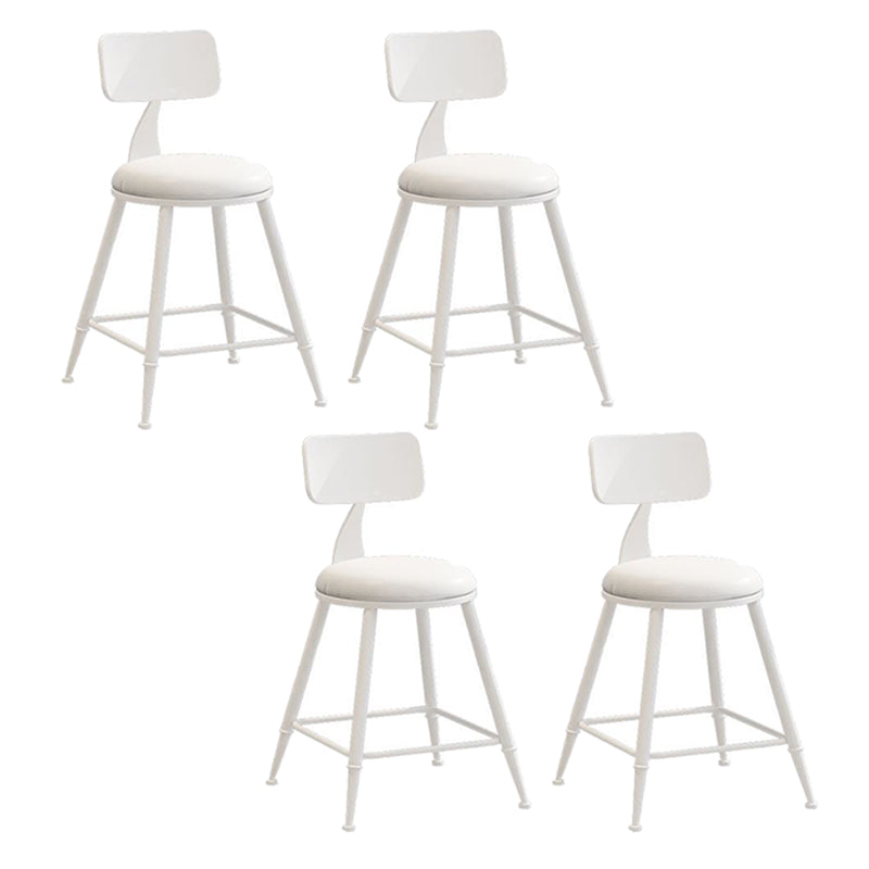 Nordic Armless Backrest Counter Stool Iron Bar Stool with Cushion and Pedal for Cafe White 4 Piece Set Short Stool(18"H) Clearhalo 'Bar Furniture' 'Bar Stools' 'bar_stools' 'furn' 'furn_bar_stools' 'Furniture' 'Kitchen & Dining Furniture' 5724439