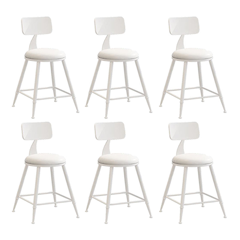 Nordic Armless Backrest Counter Stool Iron Bar Stool with Cushion and Pedal for Cafe White 6 Piece Set Short Stool(18"H) Clearhalo 'Bar Furniture' 'Bar Stools' 'bar_stools' 'furn' 'furn_bar_stools' 'Furniture' 'Kitchen & Dining Furniture' 5724440