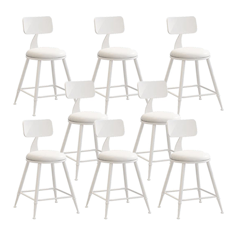 Nordic Armless Backrest Counter Stool Iron Bar Stool with Cushion and Pedal for Cafe White 8 Piece Set Short Stool(18"H) Clearhalo 'Bar Furniture' 'Bar Stools' 'bar_stools' 'furn' 'furn_bar_stools' 'Furniture' 'Kitchen & Dining Furniture' 5724441