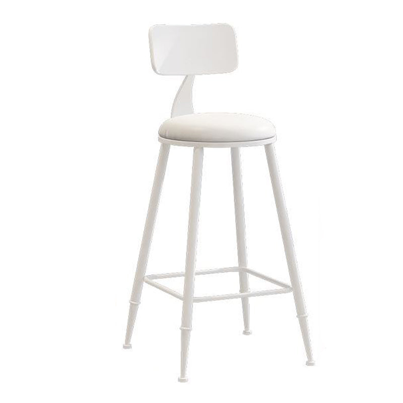 Nordic Armless Backrest Counter Stool Iron Bar Stool with Cushion and Pedal for Cafe White 1 Piece Counter Stool(26"H) Clearhalo 'Bar Furniture' 'Bar Stools' 'bar_stools' 'furn' 'furn_bar_stools' 'Furniture' 'Kitchen & Dining Furniture' 5724442